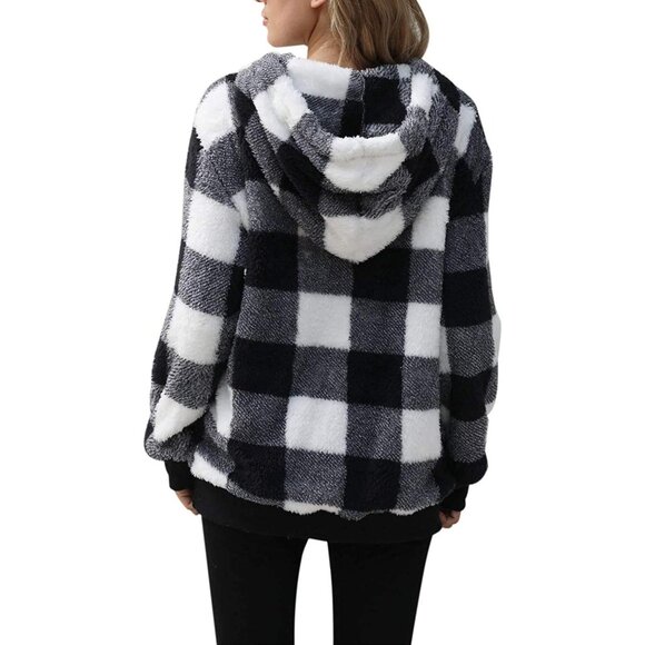 Fuzzy Fleece Pullover Womens Sherpa Jacket Half Zip Cozy Winter Coat - Picture 4 of 4